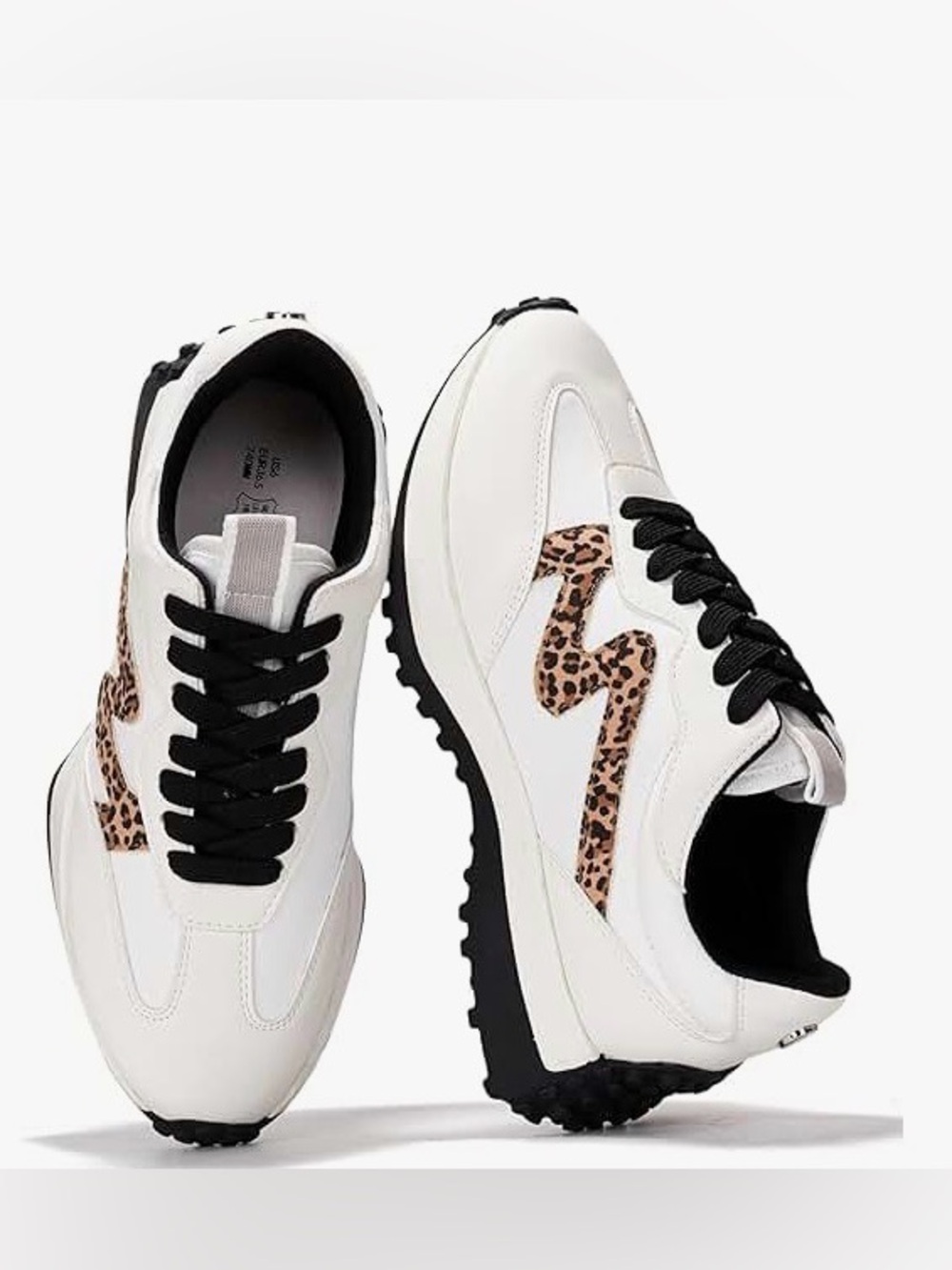 Project Cloud Size 11 White Sneakers with Leopard Accent - Wom